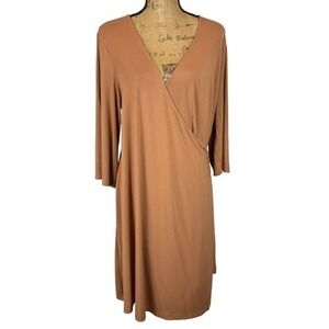 Caden Lane Bamboo Knit Maternity Robe Terracotta Stretch Wrap Nursing One Size